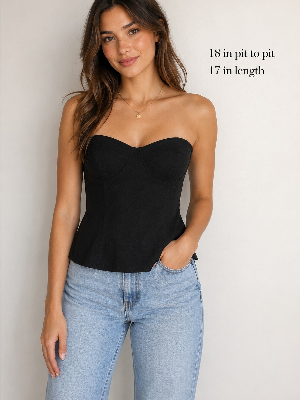 Club Monaco Black Strapless Bustier Corset Top Women’s L Sweetheart Y2K